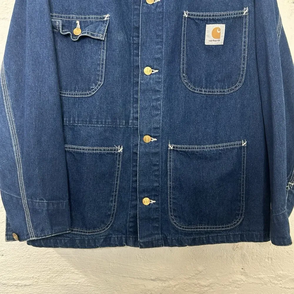 Vintage Carhartt Unlined Denim Chore Coat “Darkstone” 8C